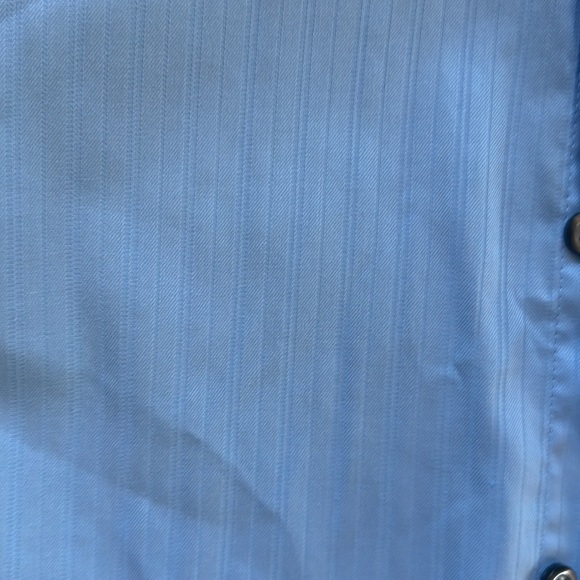 Van Heusen Light Blue Satin Stripe Dress Shirt - Fitted, 15.5 32-33 - Picture 3 of 3
